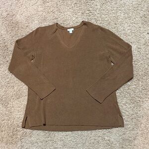 J. Jill Tan Ribbed V-Neck Sweater for Women